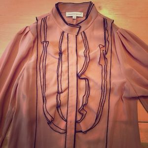 Jade and Cloud sheer ruffled blouse